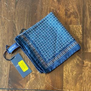 Daniel Cremieux Navy and Brown Geometric Wool Pocket Square